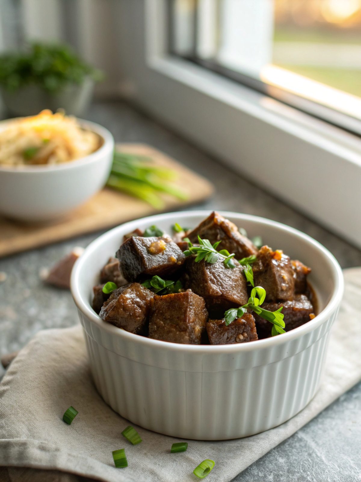 Deliciously cooked Honey Garlic Steak Bites with parsley garnish