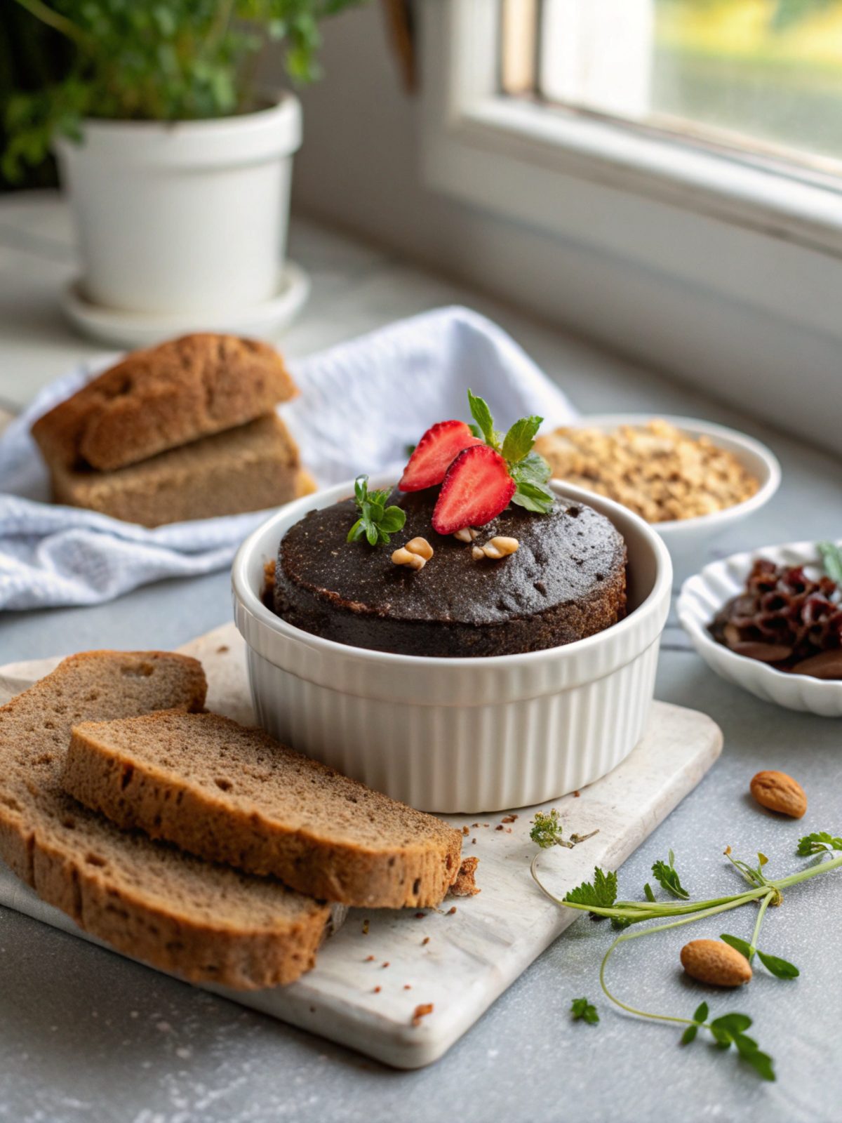 Featured image showing a moist and rich vegan chocolate cake.