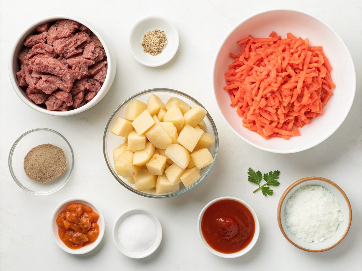 All Ingredients needed for Crock Pot Poor Man's Stew recipe