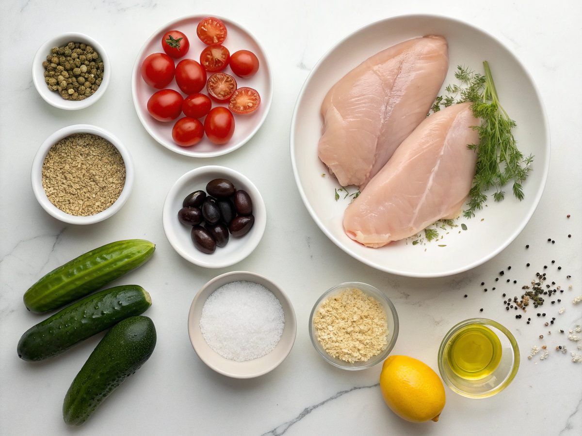 Essential ingredients for delicious Greek chicken bowls