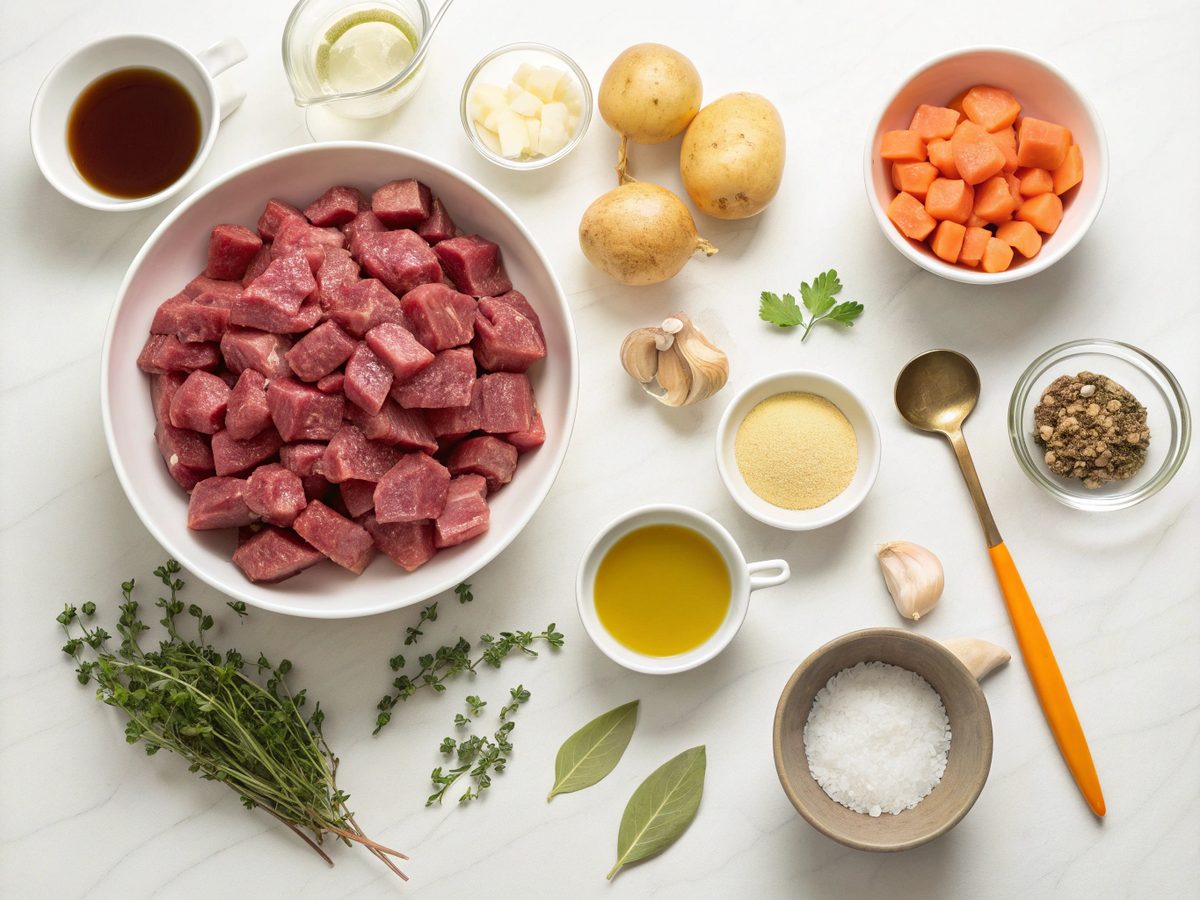 An SEO-friendly alt tag describing the ingredients for Homestyle Beef Stew.