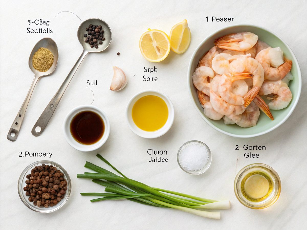 Visual display of ingredients for Honey Garlic Shrimp Dinner, neatly arranged