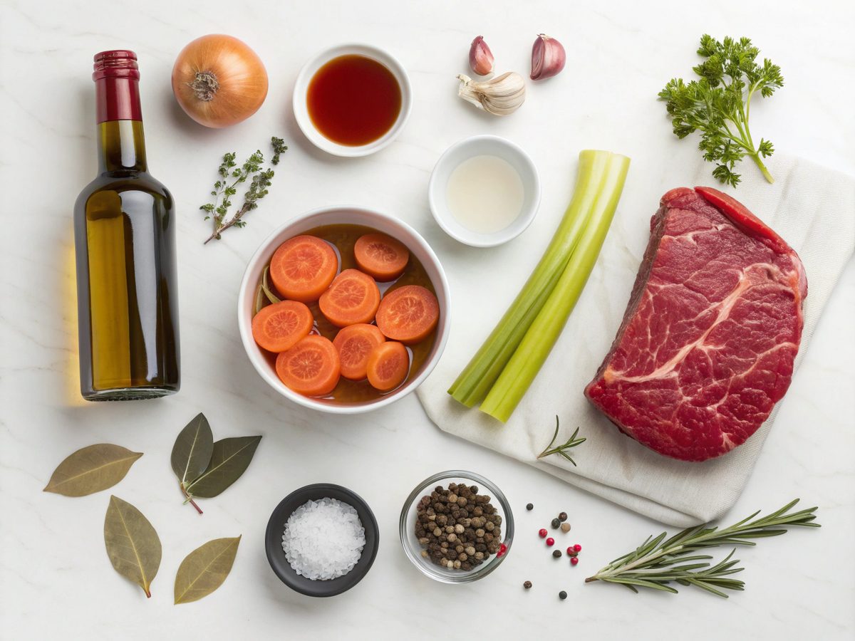 Ingredients needed for making Italian Pot Roast Straccato