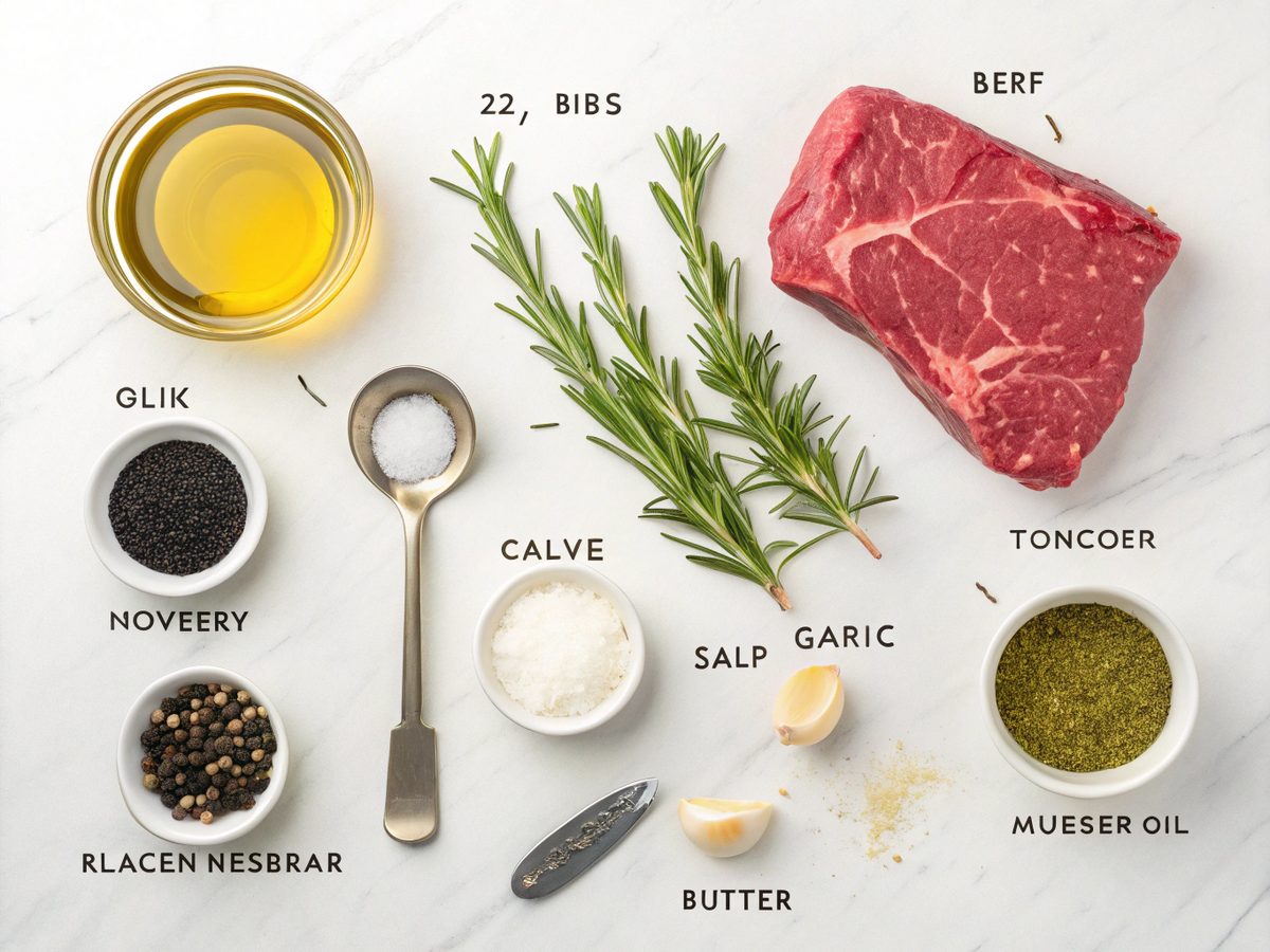 Flat lay of ingredients for Million Dollar Beef Tenderloin recipe.