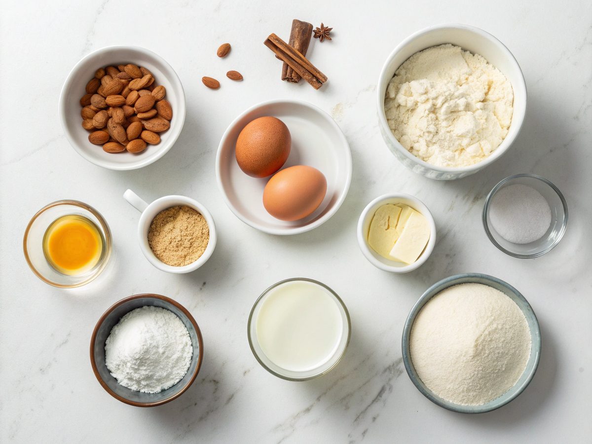 A visual representation of ingredients for Protein Cinnamon Roll Mug Cake.