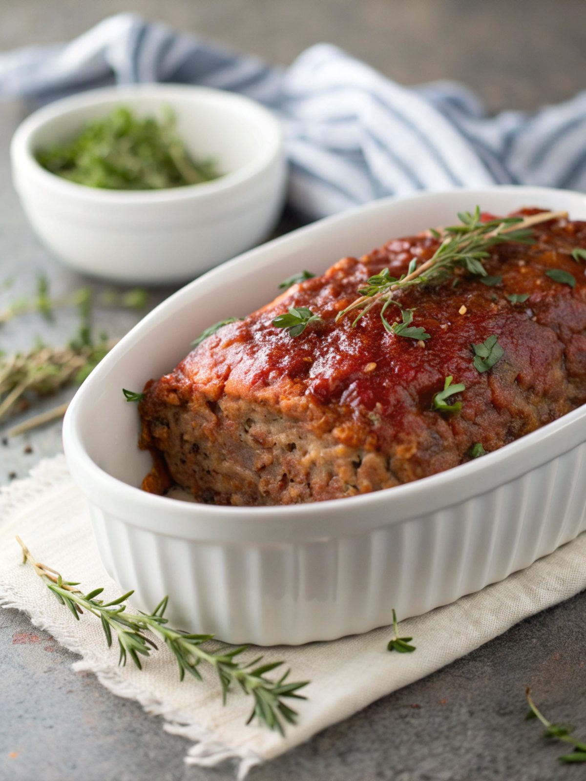 All Beef Meatloaf Glaze recipe beautifully plated and glazed