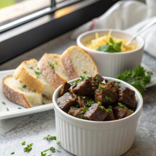 SEO-friendly alt text describing the featured image, Garlic Butter Beef Bites