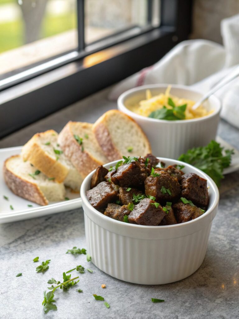 SEO-friendly alt text describing the featured image, Garlic Butter Beef Bites