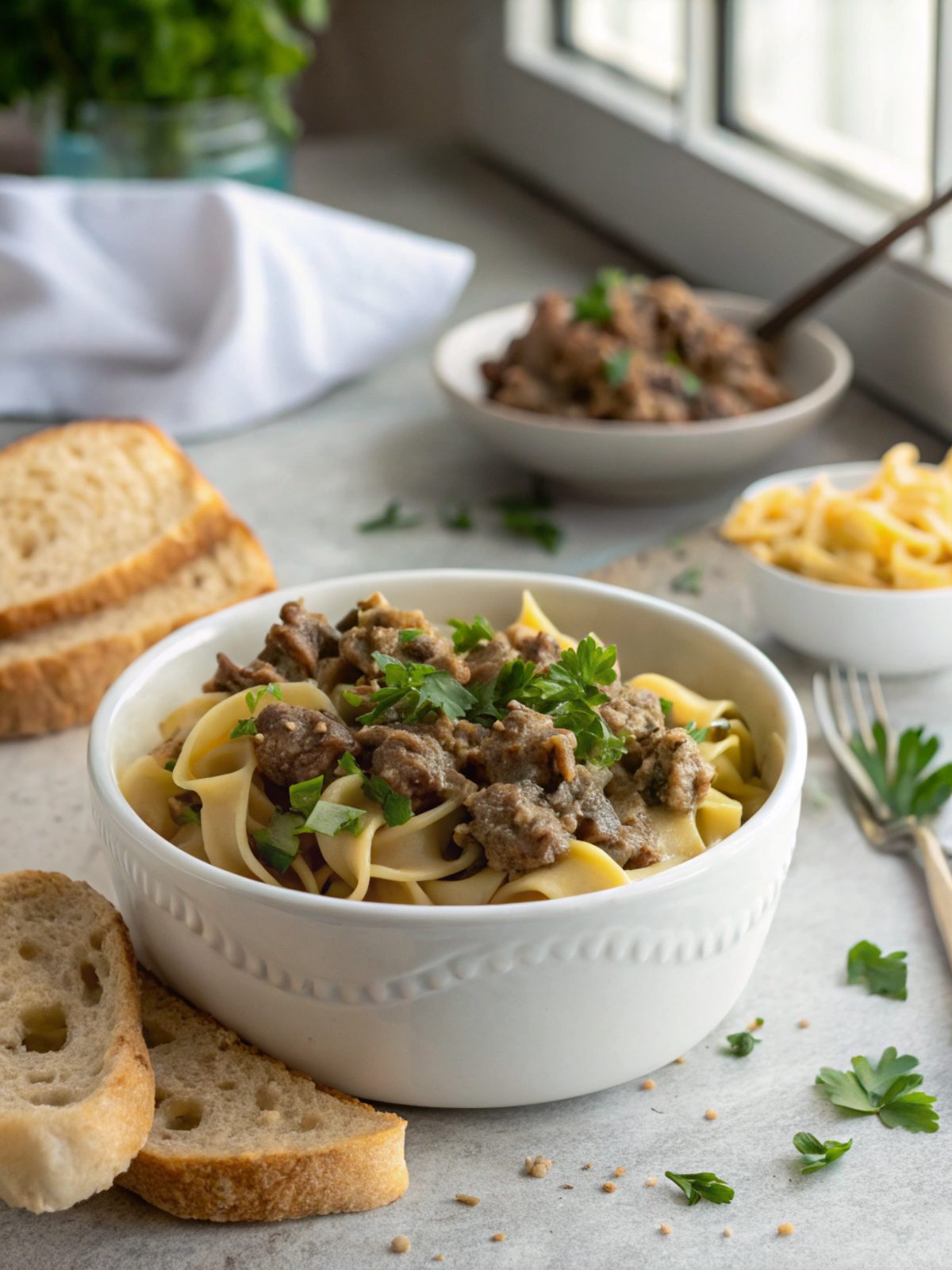 SEO-friendly image of the completed Ground Beef Stroganoff Recipe dish