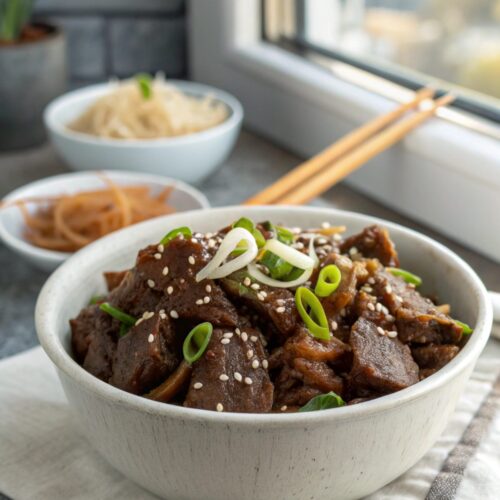 SEO-friendly alt text describing the featured image of the Korean Sweet Beef recipe.