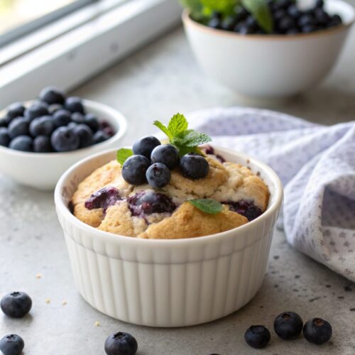Featured image of freshly baked low carb blueberry cloud bread