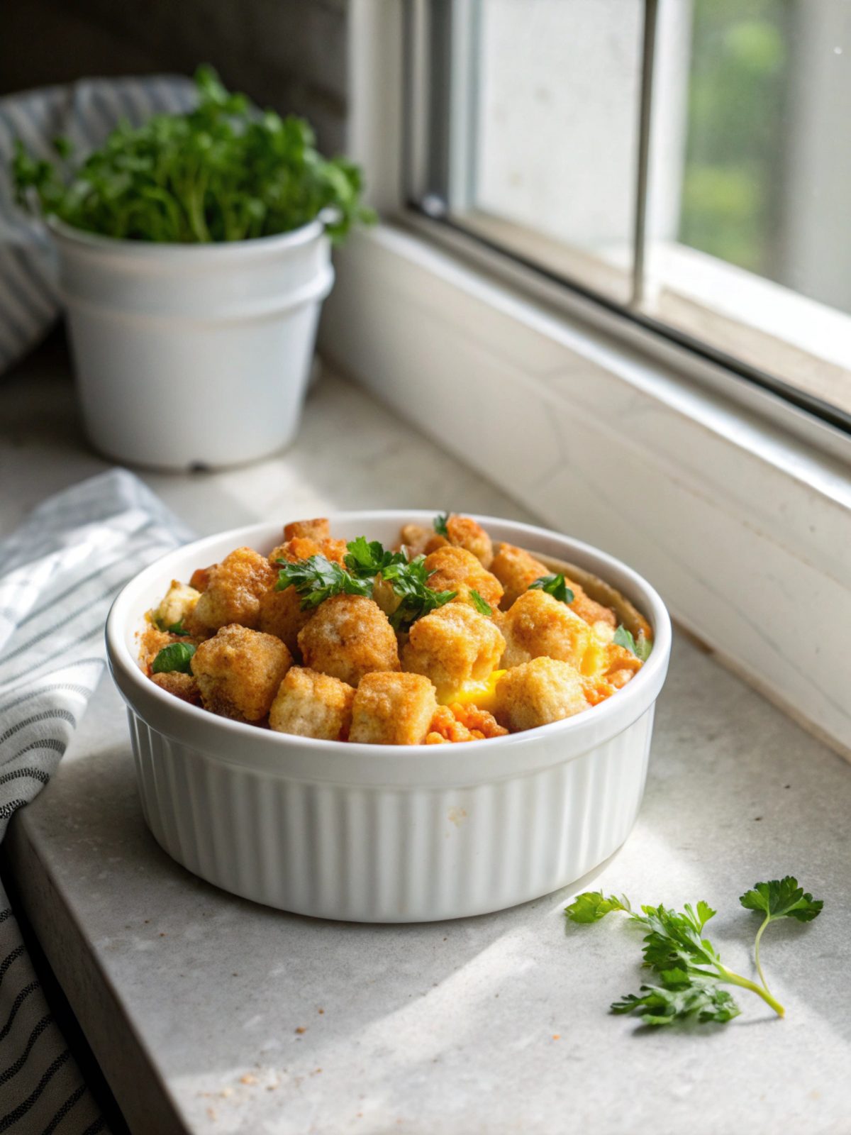 A deliciously baked Make Ahead Tater Tot Casserole with crispy golden tots