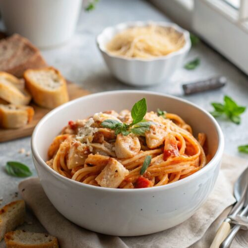 A delightful plate showcasing Marry Me Chicken Pasta with creamy sauce and vibrant colors.