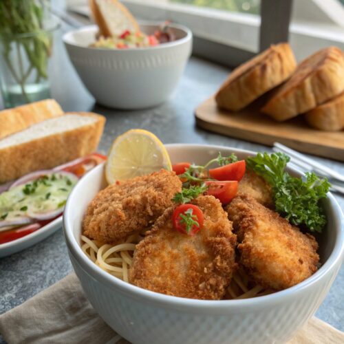 SEO-friendly alt text describing the featured image of crispy fried chicken cutlets