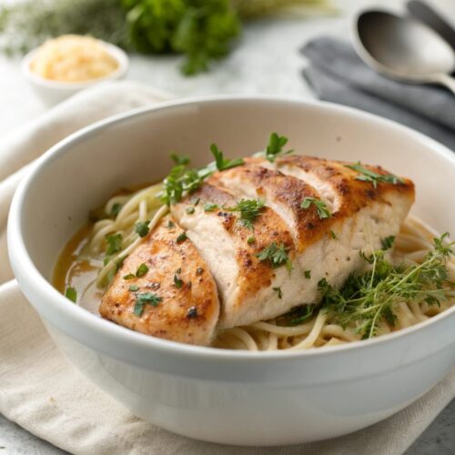 SEO-friendly alt text describing the featured image, including the melt in your mouth chicken breast