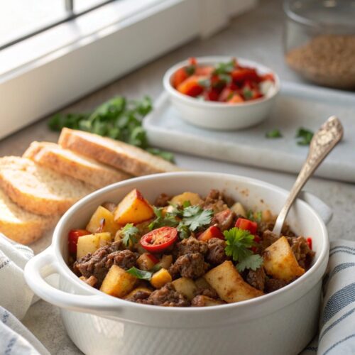 Mexican Beef Potato Skillet freshly cooked and ready to serve