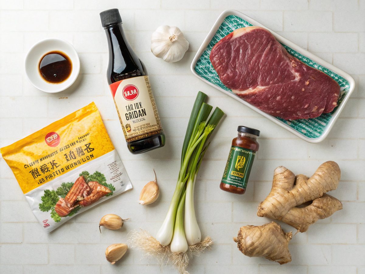 Ingredients ready for making Mongolian Beef Stir Fry