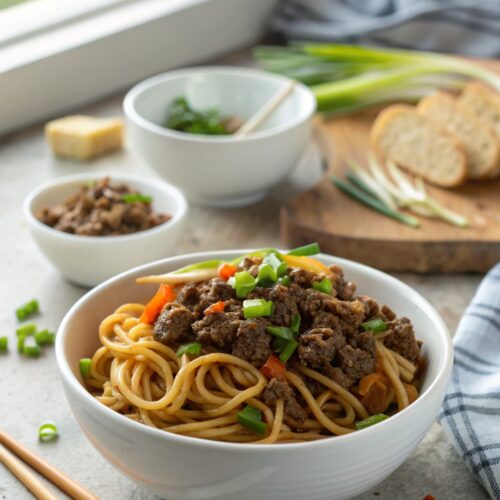 Delicious Mongolian Ground Beef Noodles featured image