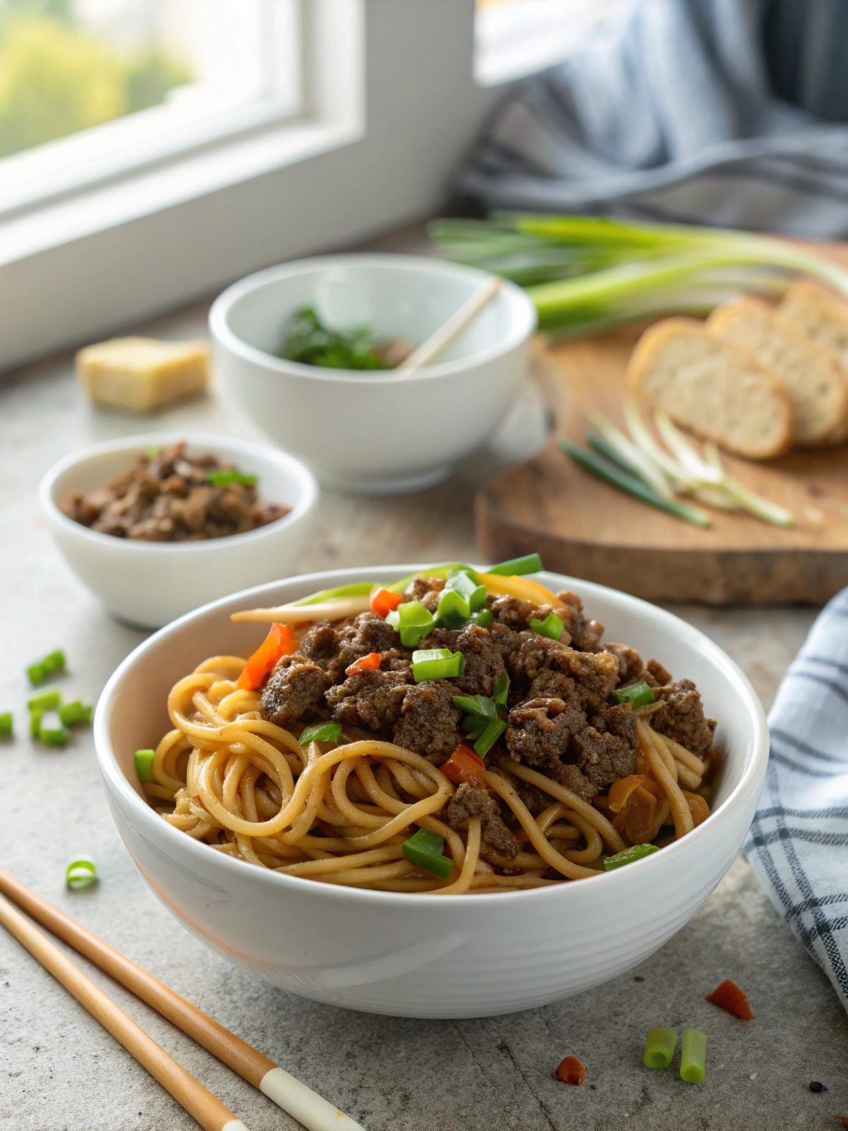 Delicious Mongolian Ground Beef Noodles featured image