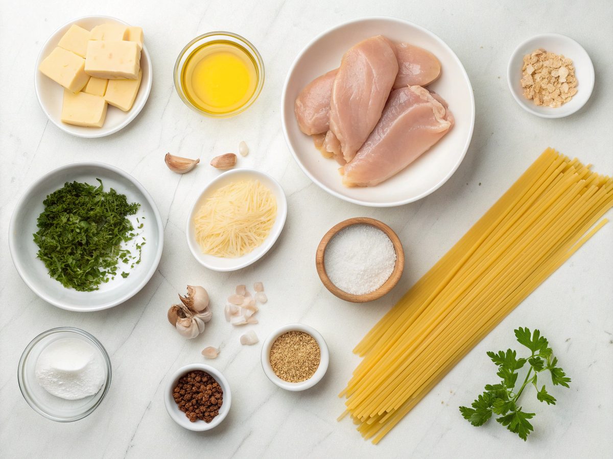 Detailed ingredients for making Monterey Chicken Spaghetti