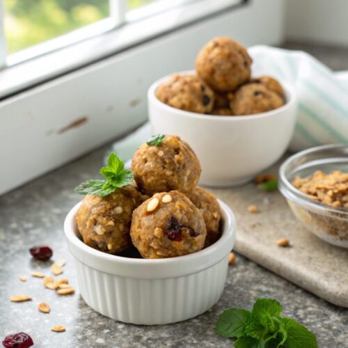 Delicious no-bake peanut butter energy bites served in a bowl
