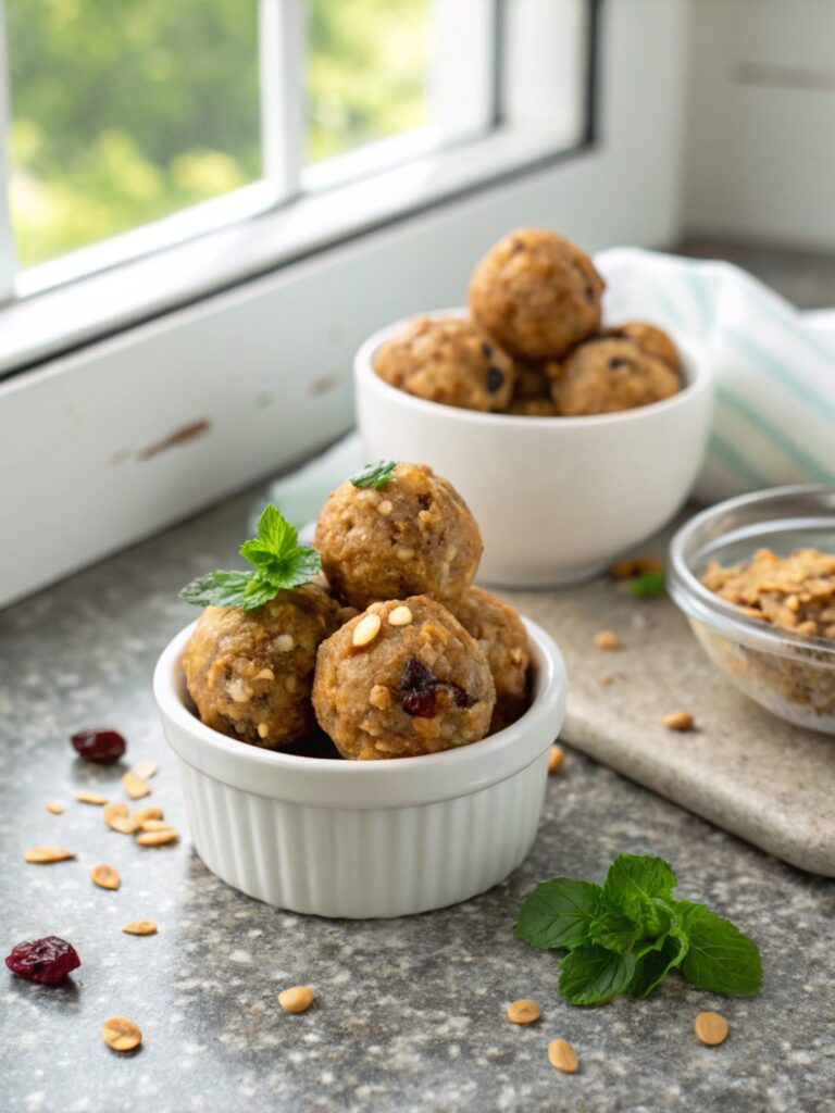 Delicious no-bake peanut butter energy bites served in a bowl