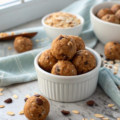 Delicious no-bake peanut butter energy bites on a plate