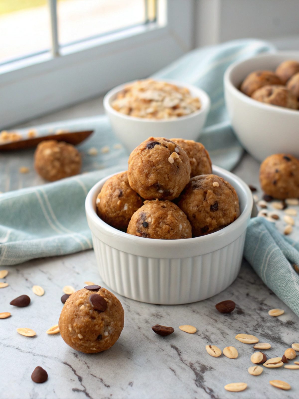 Delicious no-bake peanut butter energy bites on a plate