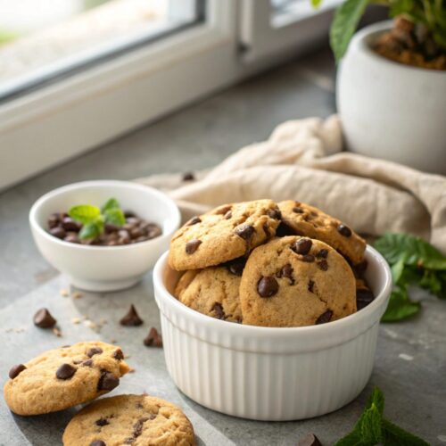 A batch of beautifully baked chocolate chip cookies