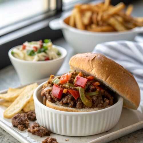 Delicious and savory Philly Cheesesteak Sloppy Joes ready to be served