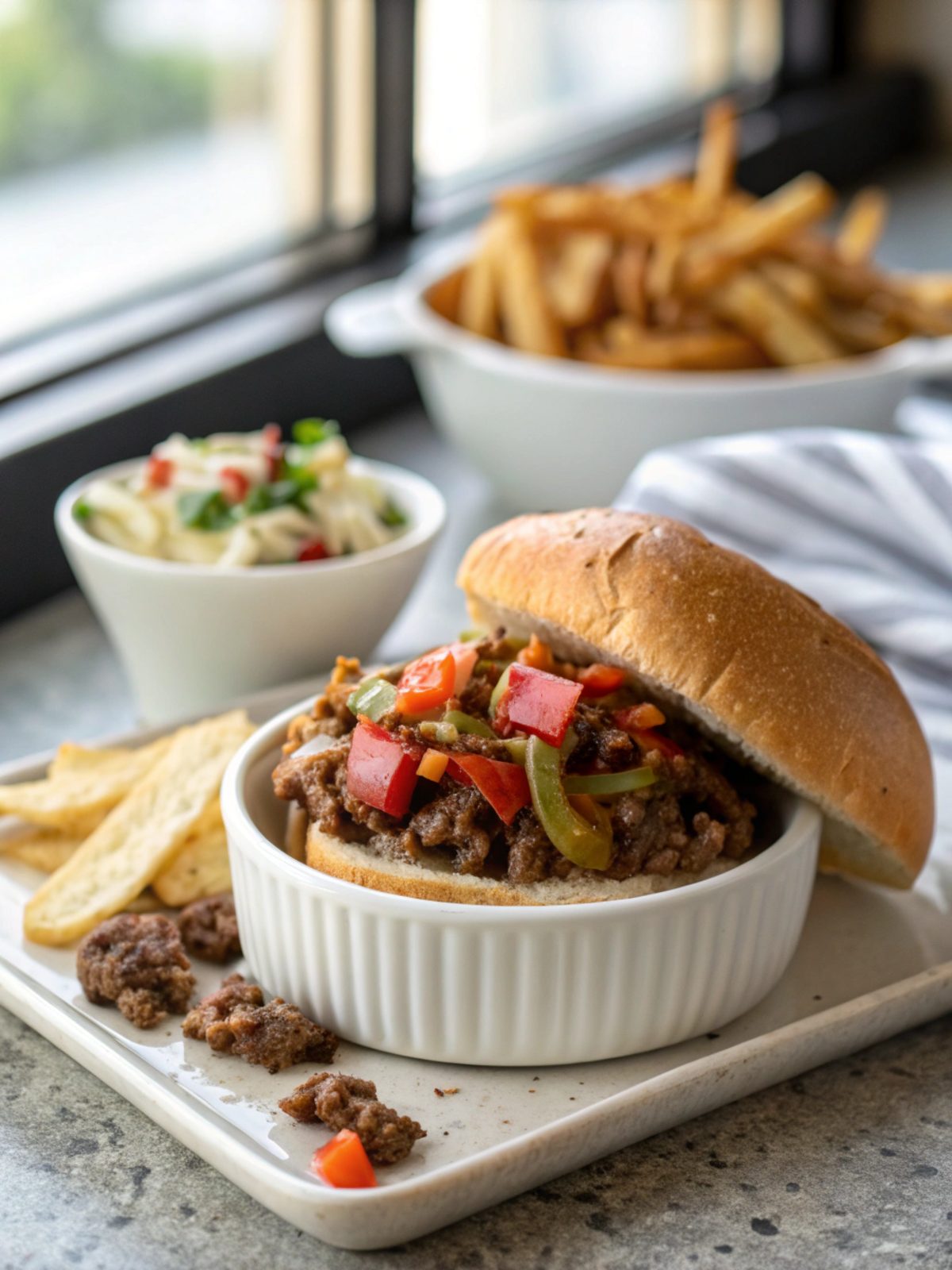 Delicious and savory Philly Cheesesteak Sloppy Joes ready to be served
