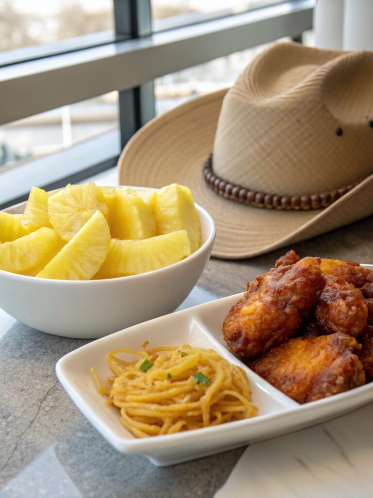 SEO-friendly alt text describing the pineapple cowboy candy chicken wings in focus.