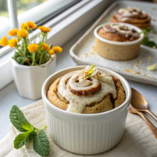 Protein Cinnamon Roll Mug Cake, a quick and delightful breakfast option.