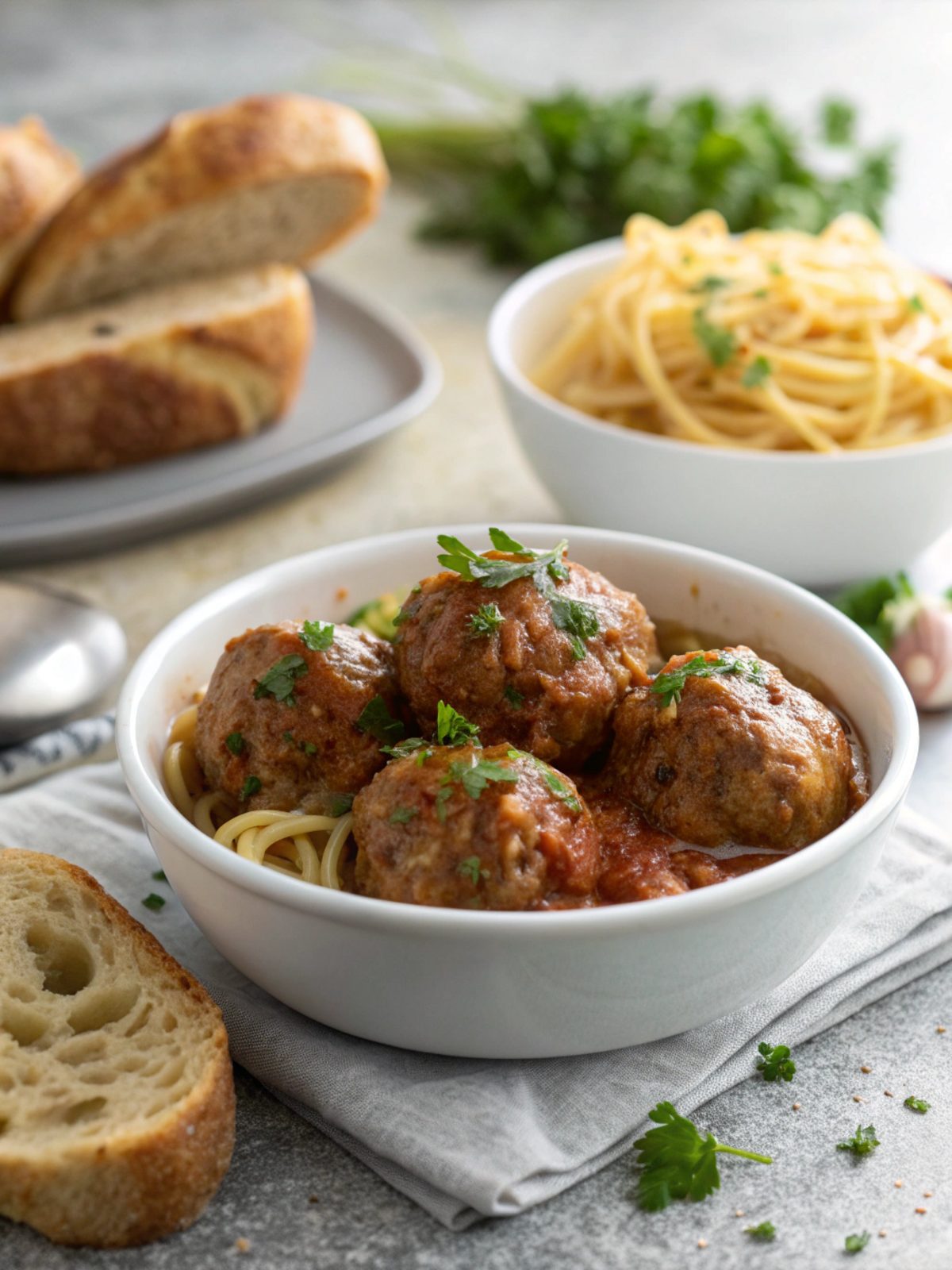 A tempting presentation of savory Salisbury steak meatballs in rich gravy.