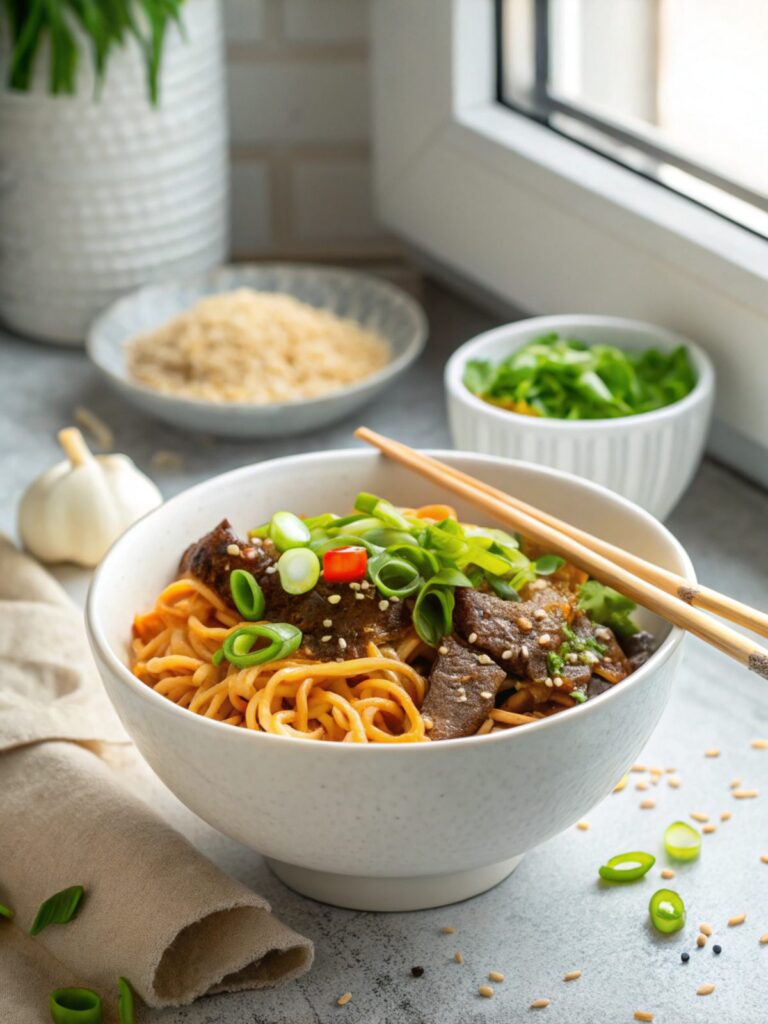 SEO-friendly featured image of savory beef ramen noodles
