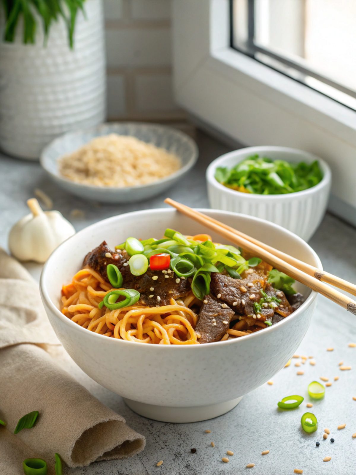 SEO-friendly featured image of savory beef ramen noodles