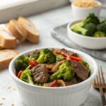 A delicious bowl of freshly made beef and broccoli, full of flavor and nutrients.