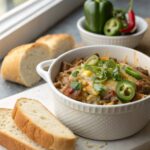 A delectable hero image of Slow Cooker Cowboy Casserole served in a dish