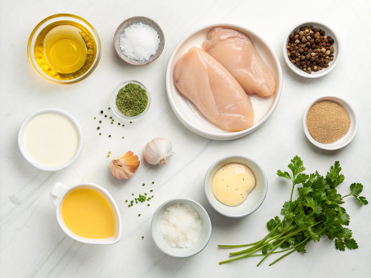 Ingredients for making sour cream onion chicken breast.