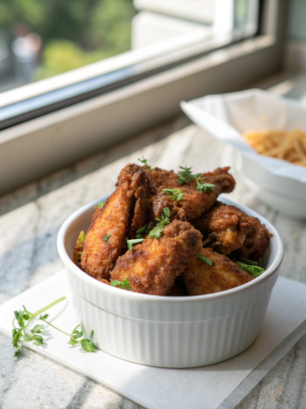Southern Fried Chicken Wings, crispy and golden, fresh from the fryer.