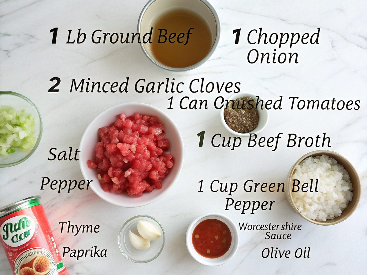 Ingredients for making delicious southern ground beef recipes.