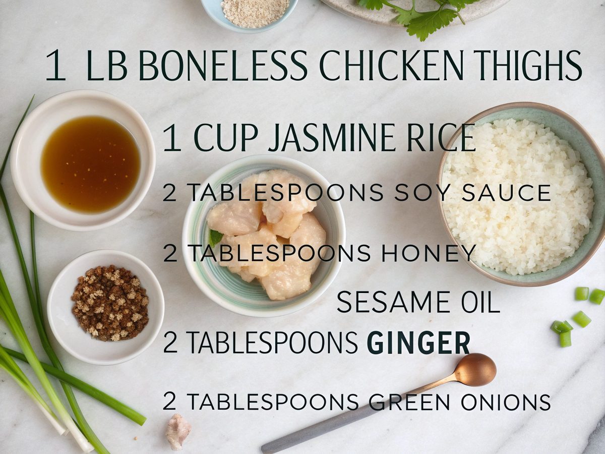 Ingredients for making sticky chicken rice bowls