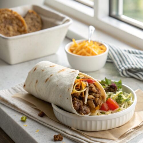 The featured image showing Taco Bell Beefy Melt Burrito Recipe