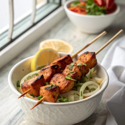 Delicious Tandoori Chicken Skewers ready for serving