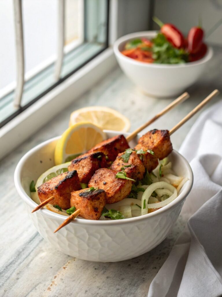 Delicious Tandoori Chicken Skewers ready for serving