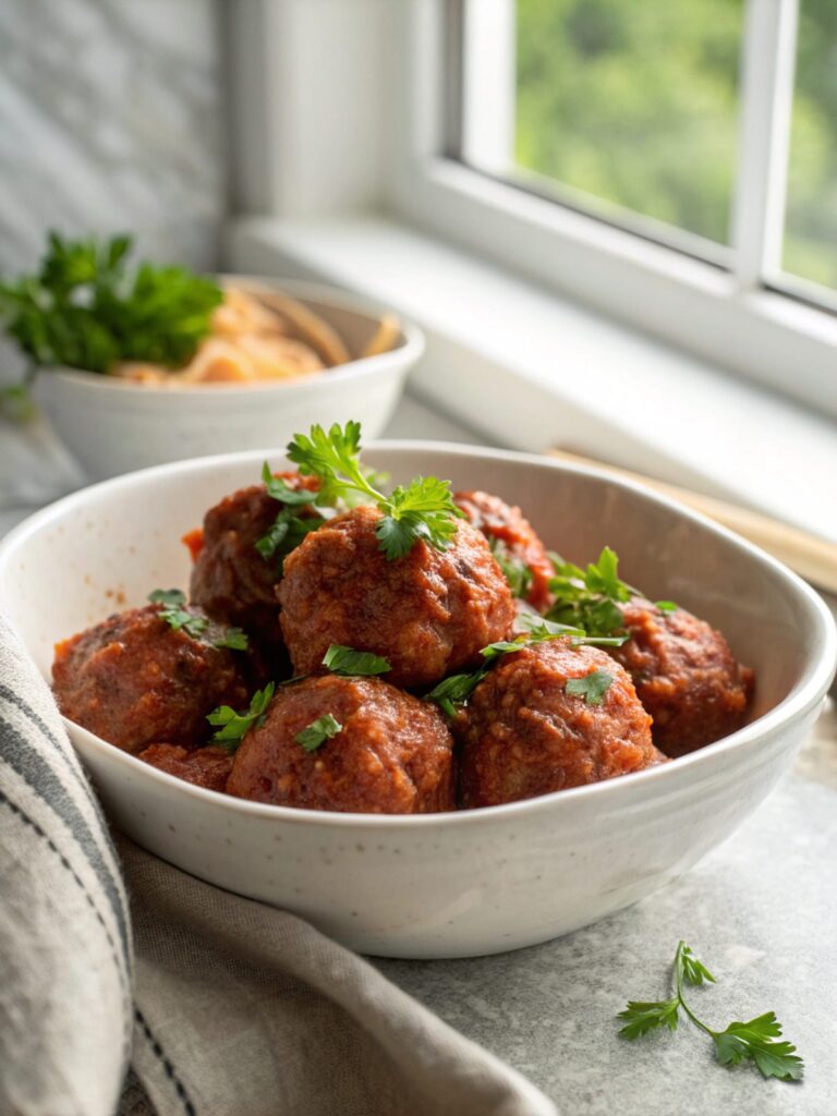 Picture of delectable, tender Italian meatballs