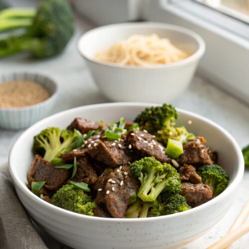 A delightful serving of Teriyaki Beef Broccoli dish