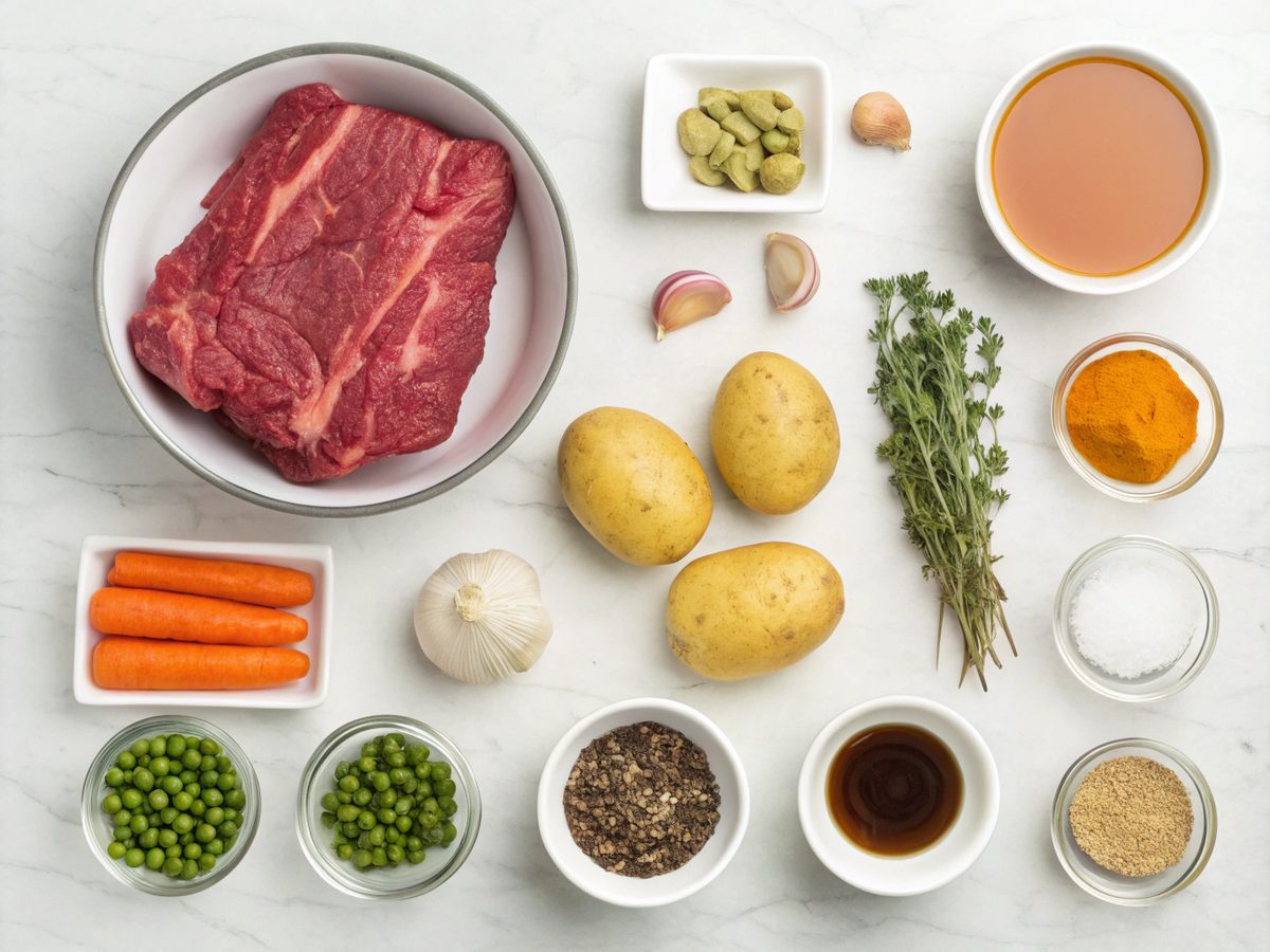 Visual of ingredients for making crock pot beef stew recipe