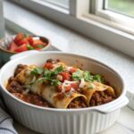 Image of delicious ground beef enchiladas freshly baked