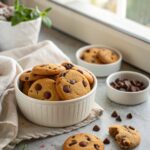 Close-up of homemade chocolate chip cookies on a plate